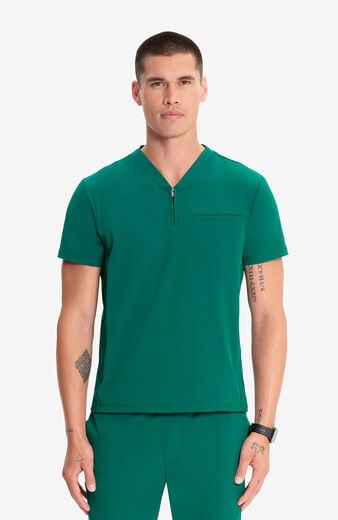 Men's Partial Zip V-Neck Scrub Top Men's Partial Zip V-Neck Scrub Top