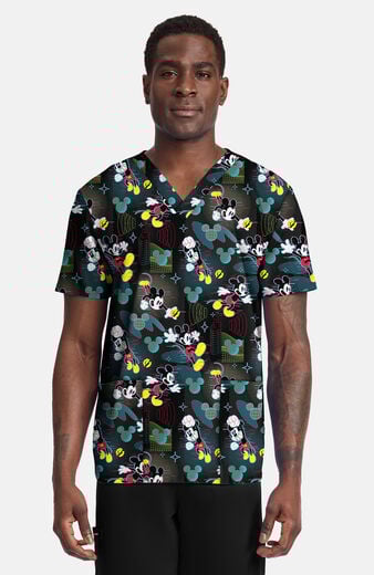 Men's Digital Mickey Print Scrub Top Men's Digital Mickey Print Scrub Top