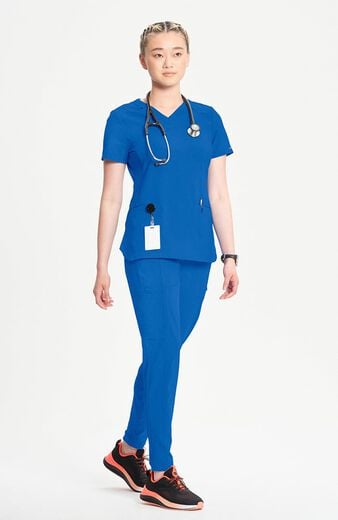 Women's 2-Pocket Shirttail Knit V-Neck Scrub Top Women's 2-Pocket Shirttail Knit V-Neck Scrub Top