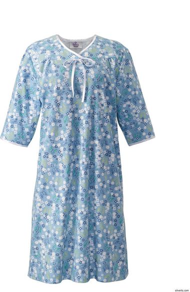 Clearance Women's Open Back Knit Floral Print Nightgown, , large