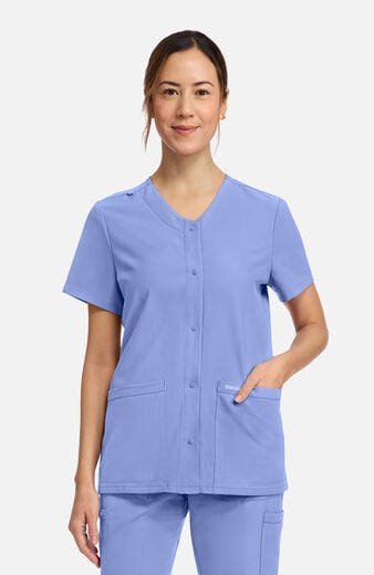 Women's 2-Pocket Snap Front V-Neck Scrub Top Women's 2-Pocket Snap Front V-Neck Scrub Top