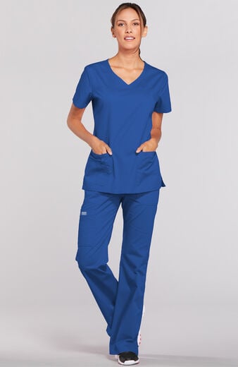 Women's Scrub Set: 3-Pocket V-Neck Top & Elastic Waist Pant Women's Scrub Set: 3-Pocket V-Neck Top & Elastic Waist Pant