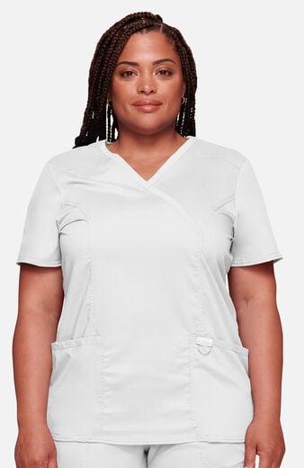 Women's Shaped 3-Pocket Mock Wrap Scrub Top Women's Shaped 3-Pocket Mock Wrap Scrub Top