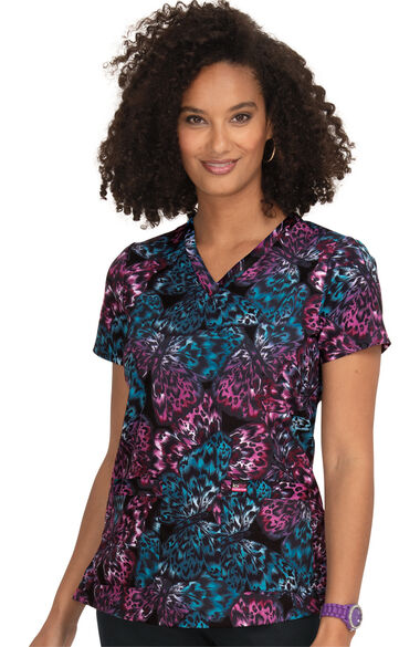Clearance Women's Align Exotic Wings Print Scrub Top, , large