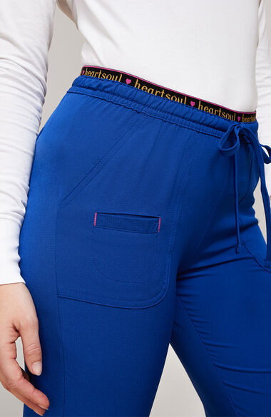 Women's Scrub Pants Tall Heartsoul Drawstring Blue Large TALL