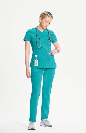 Women's 2-Pocket Shirttail Knit V-Neck Scrub Top Women's 2-Pocket Shirttail Knit V-Neck Scrub Top