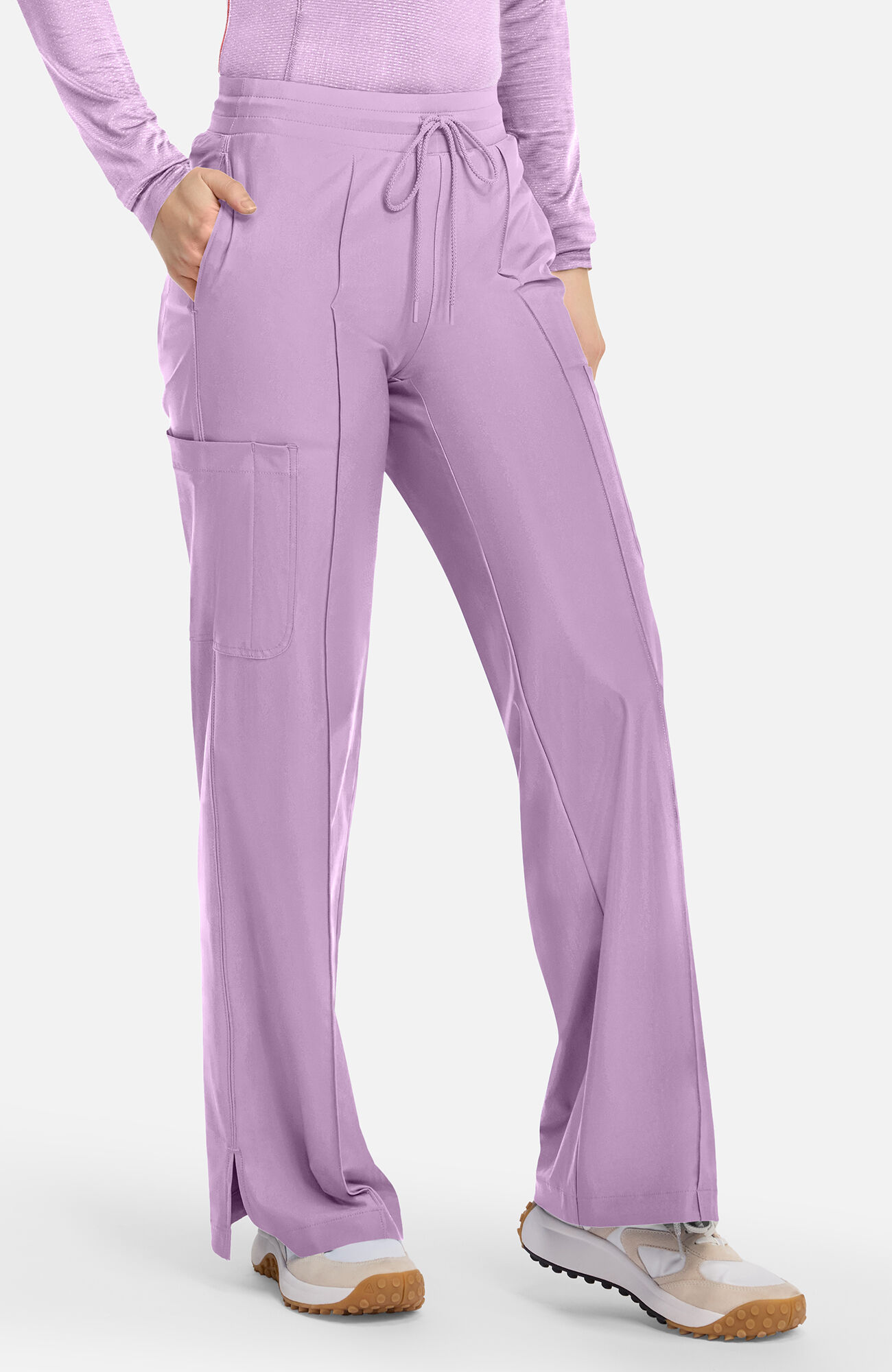 Women's Knit Pintuck 6-Pocket Wide Leg Scrub Pant