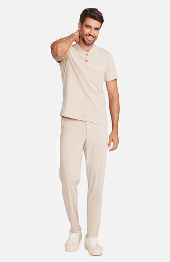 Men’s Rib Collar Henley Scrub Top Men’s Rib Collar Henley Scrub Top