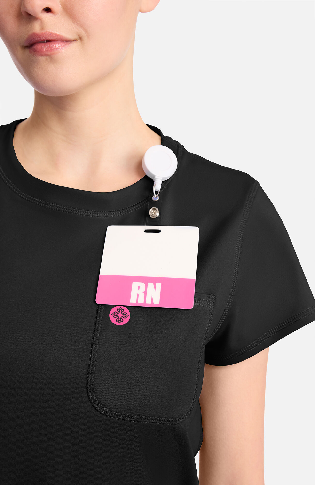 Women's Knit 2-Pocket Crew Neck Scrub Top , , large