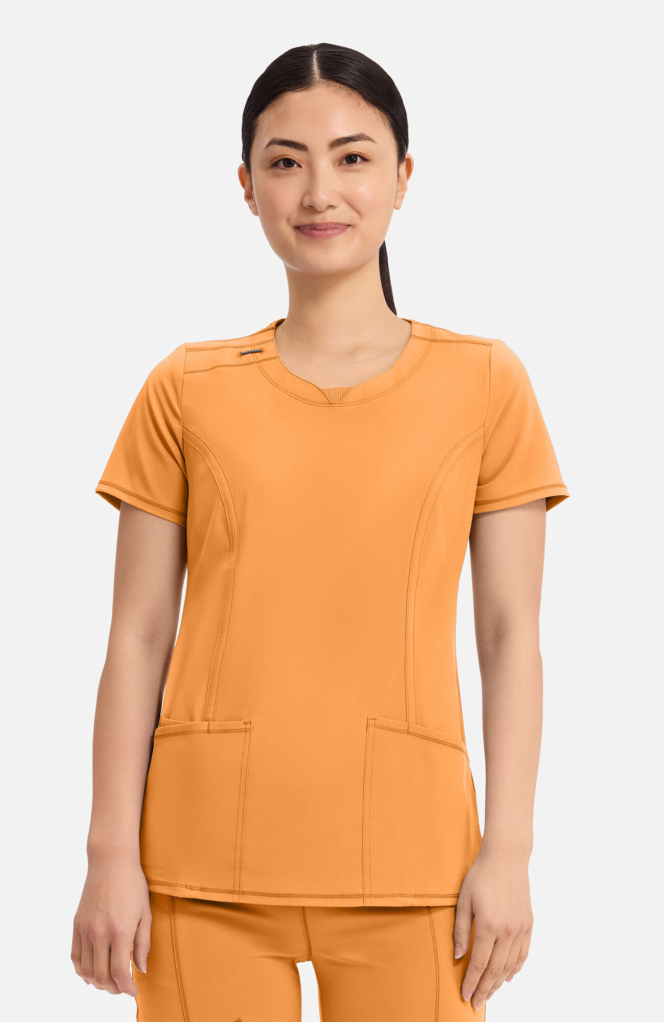 Women's Split Round Neck Solid Scrub Top