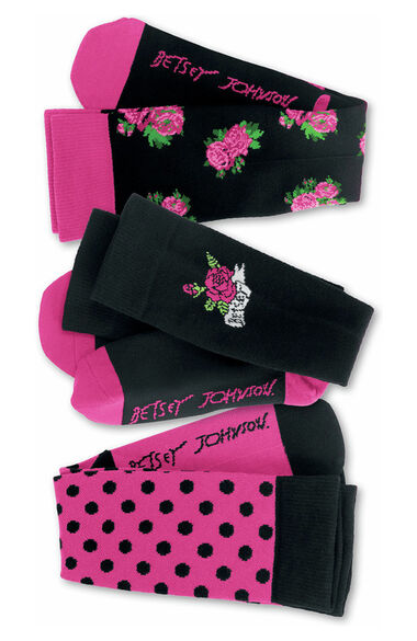 Women's 3 Pack Playful Patterns 15-20 mmHg Compression Socks, , large