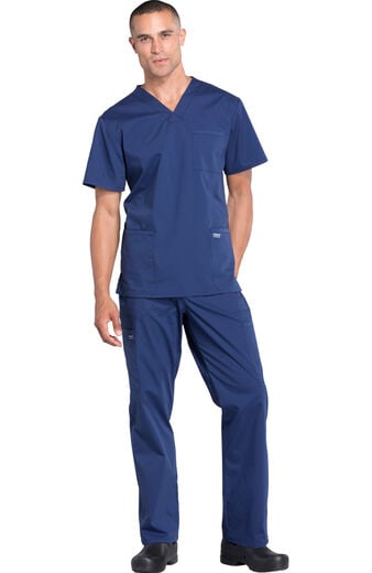 Men's Scrub Set: Utility 4-Pocket V-Neck Top & Zip Fly Drawstring Pant Men's Scrub Set: Utility 4-Pocket V-Neck Top & Zip Fly Drawstring Pant