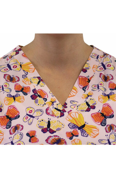 Women's Candy Of Butterfly Print Scrub Top, , large