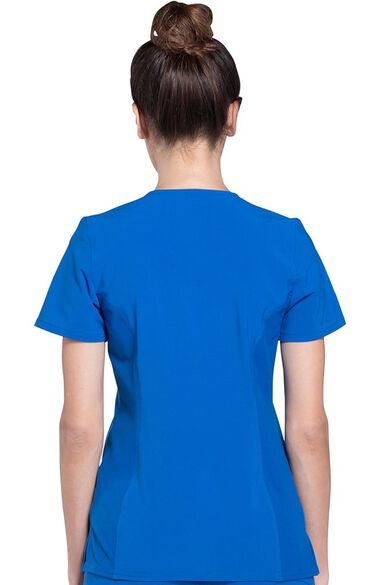 Women's Mock Wrap Soft Side Panel Solid Scrub Top, , large