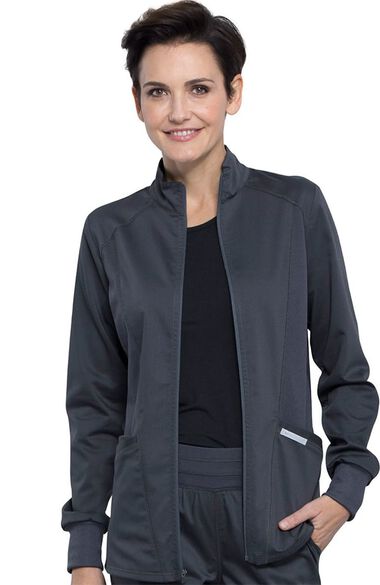Women's Hi-Low Solid Scrub Jacket, , large