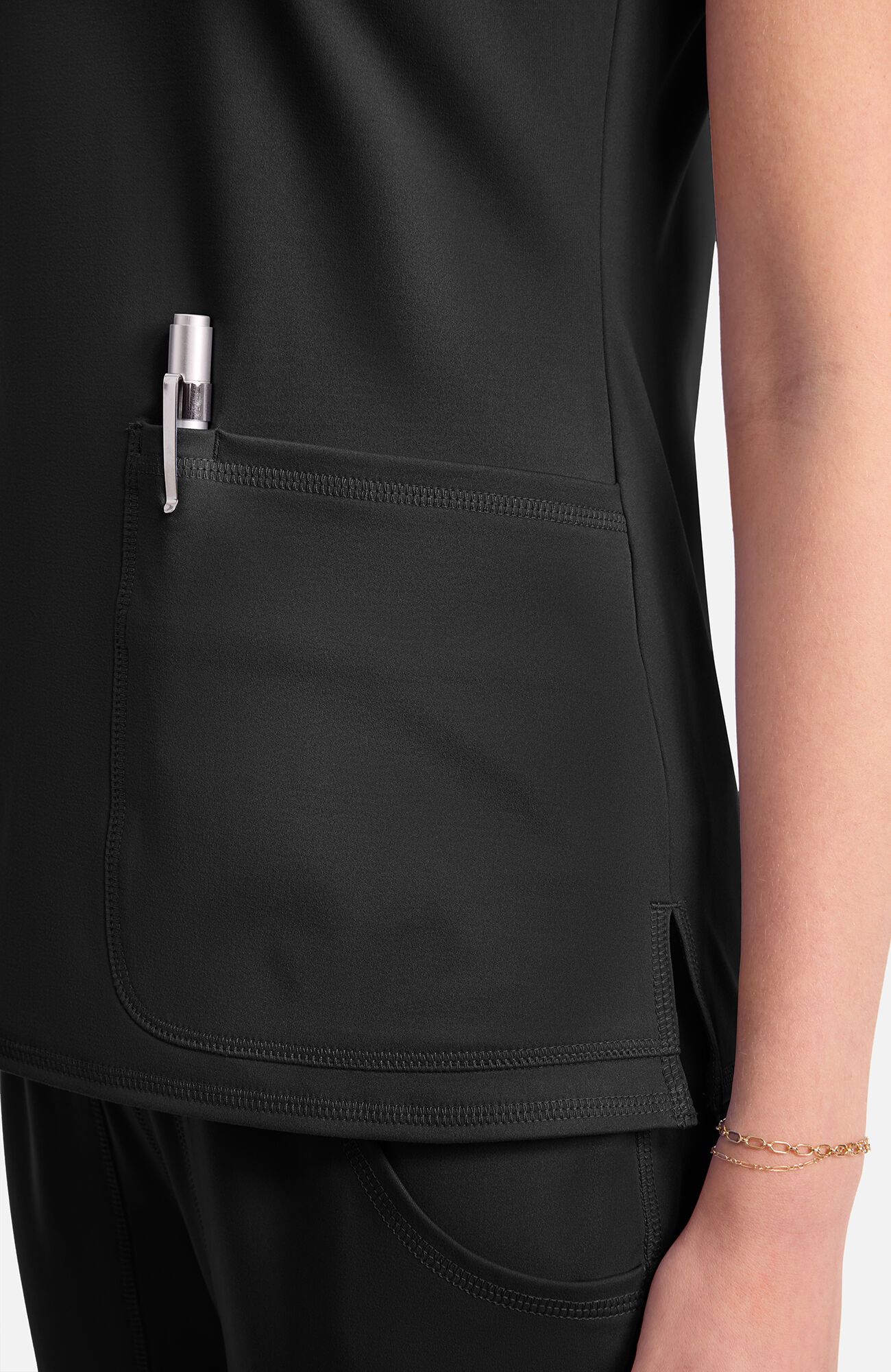 Women's Knit Raglan V-Neck Scrub Top, , large