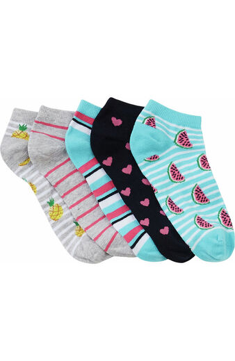 Clearance Women's No Show Fruity Stripes Print Socks 5 Pack