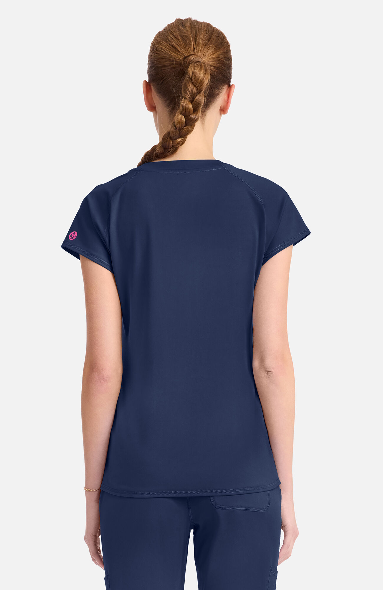Women's Knit Raglan V-Neck Scrub Top, NAV Navy | navy, large