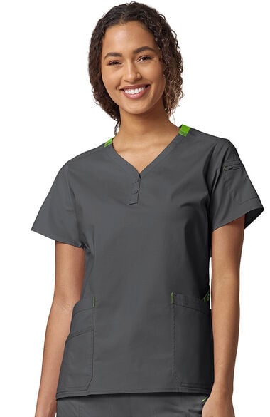 Clearance Women's Friendship Henley Solid Scrub Top, , large