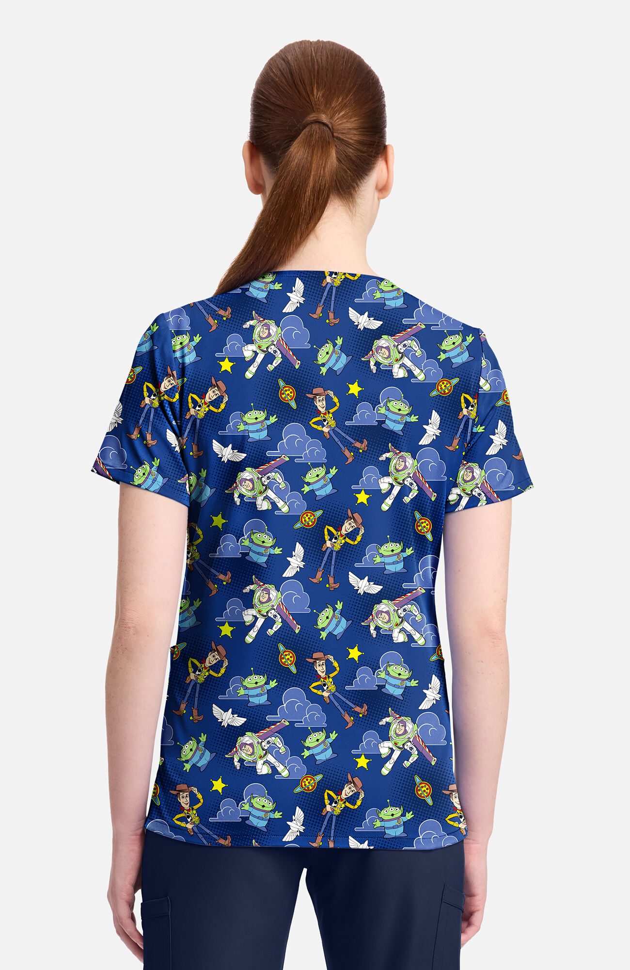 Women's Toy Story Andy's Room Print Scrub Top, , large