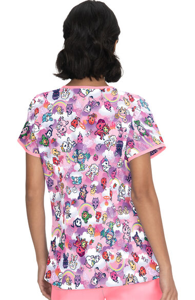 Clearance Women's Eve Naughty and Nice Print Scrub Top, , large