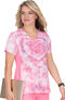 Clearance Women's Reform Ombre Tie Dye Hearts Print Scrub Top, , large