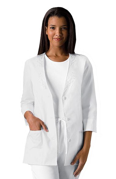 Women's 3/4 Sleeve Solid Scrub Jacket, , large