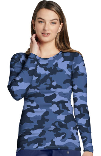 Women's Camo Navy Print Underscrub T-Shirt
