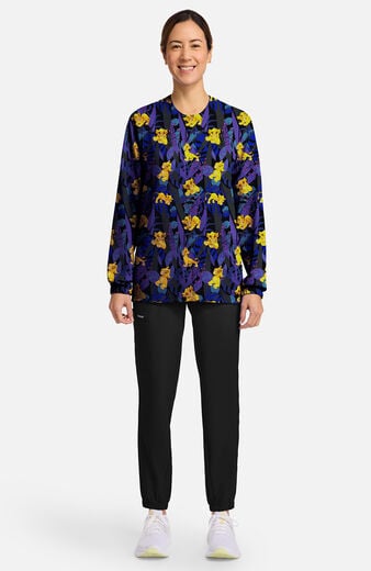 Women's Sensational Simba Print Button Up Scrub Jacket Women's Sensational Simba Print Button Up Scrub Jacket