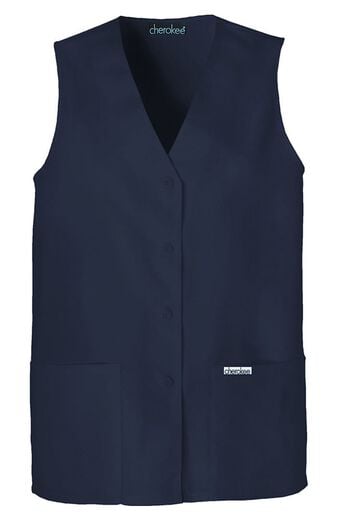 Women's Button Front Solid Scrub Vest Women's Button Front Solid Scrub Vest