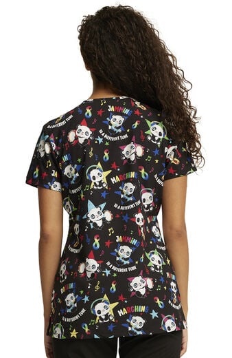 Clearance Women's Different Tune Print Scrub Top