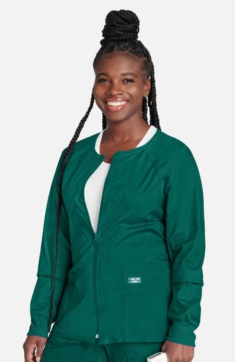 Women's Zip Front Warm Up Solid Scrub Jacket Women's Zip Front Warm Up Solid Scrub Jacket