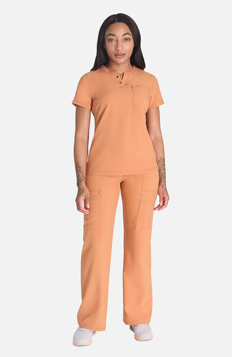 Women's Round Neck Henley Scrub Top Women's Round Neck Henley Scrub Top