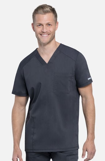 Men's Mesh Panel 2-Pocket V-Neck Scrub Top Men's Mesh Panel 2-Pocket V-Neck Scrub Top