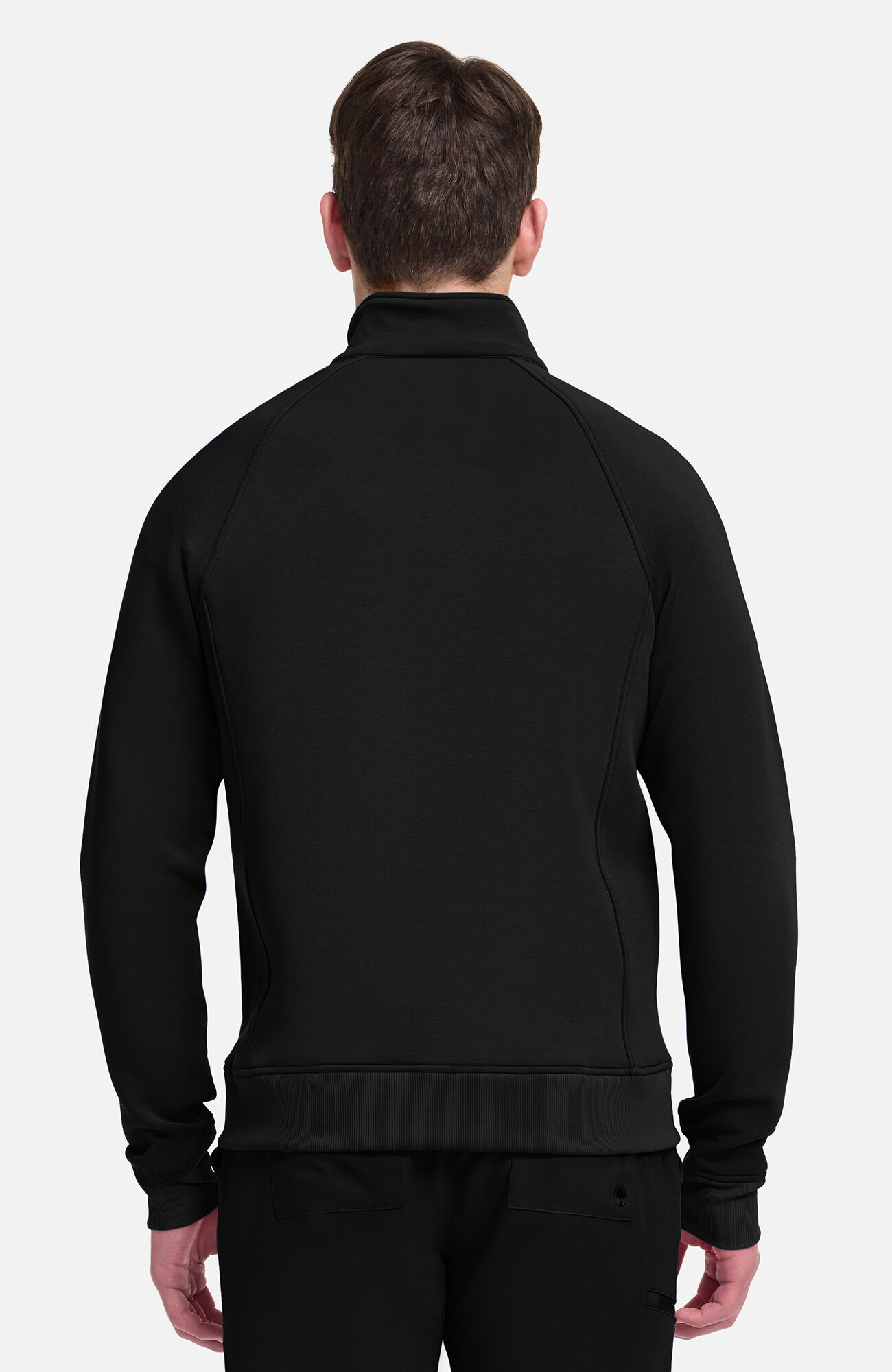 Men's Zip Front Raglan Knit Scrub Jacket, BLA Black | black, large