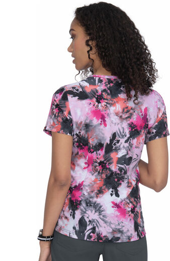 Clearance Women's Nadi Tie Dye Floral Print Scrub Top