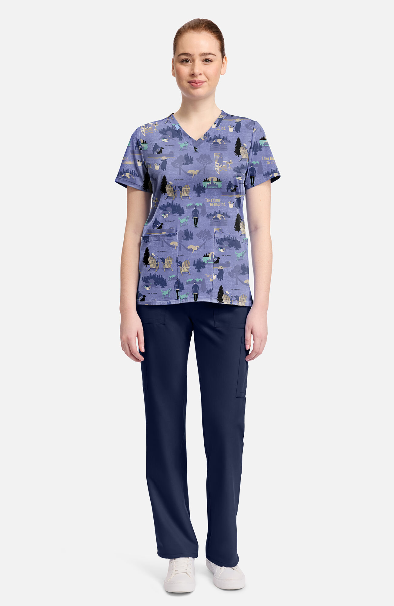 Women's Take Time To Unwind Print Scrub Top