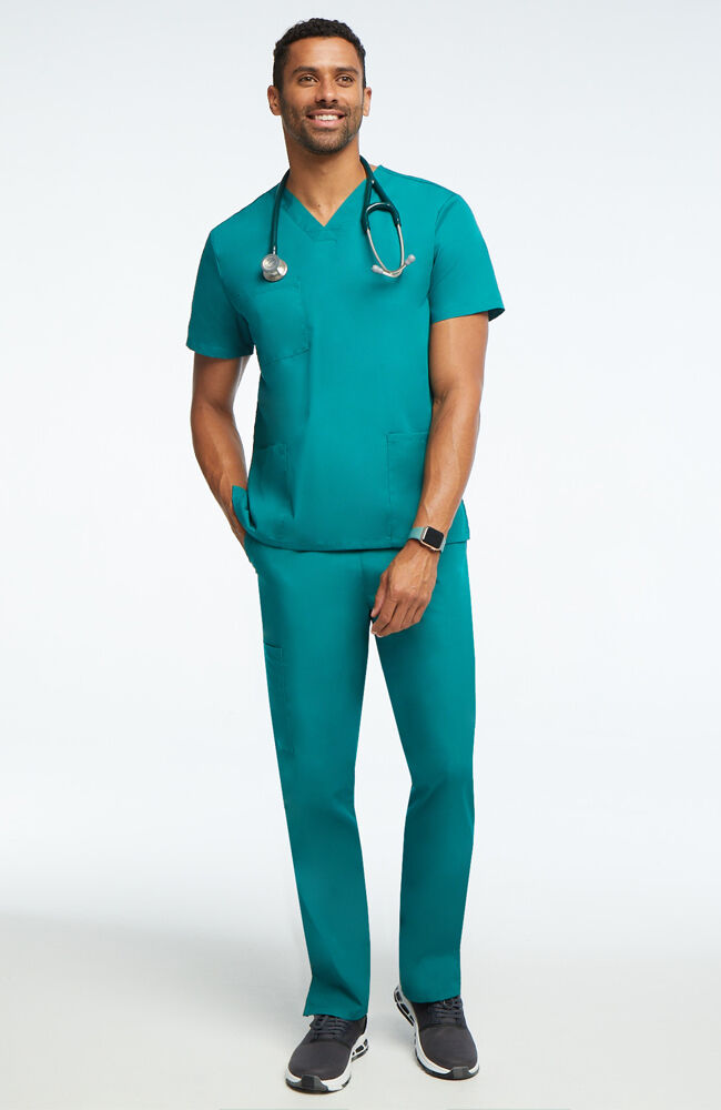 Unisex Mens Womens Scrubs Set Medical Uniform Top+Pants Black Navy Pink Blue 
