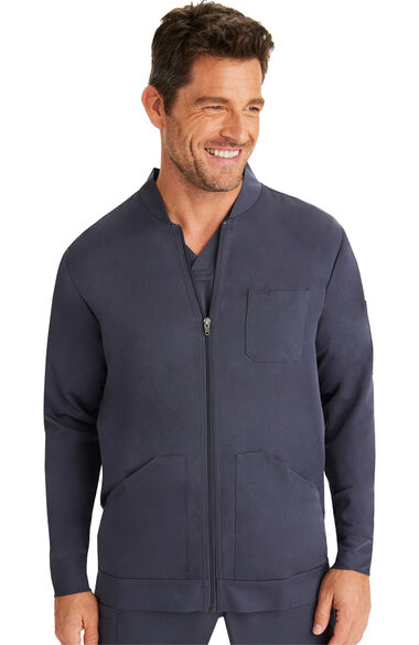 Men's Michael Zip Front Solid Scrub Jacket, , large
