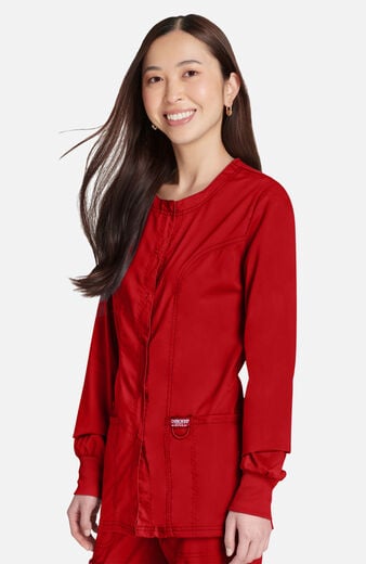 Women's Snap Front Crew Neck Scrub Jacket Women's Snap Front Crew Neck Scrub Jacket