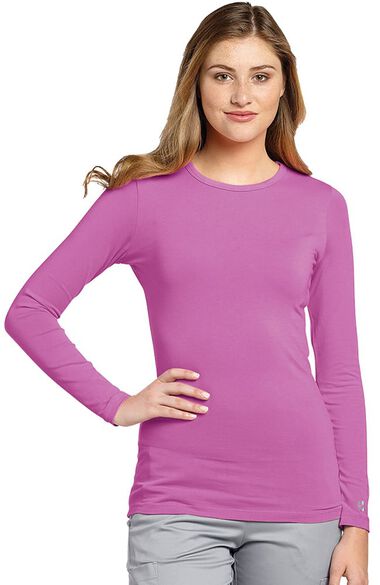 Allure By Women's Long Sleeve Crew Neck Solid Stretch T-Shirt, , large