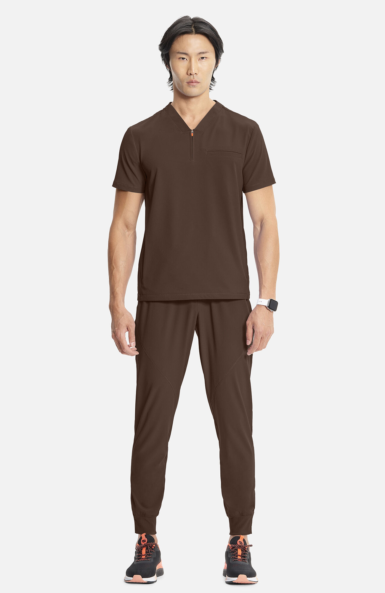 Men's Partial Zip V-Neck Scrub Top