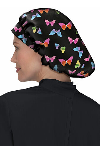 Women's Butterfly Sheer Print Bouffant Scrub Cap