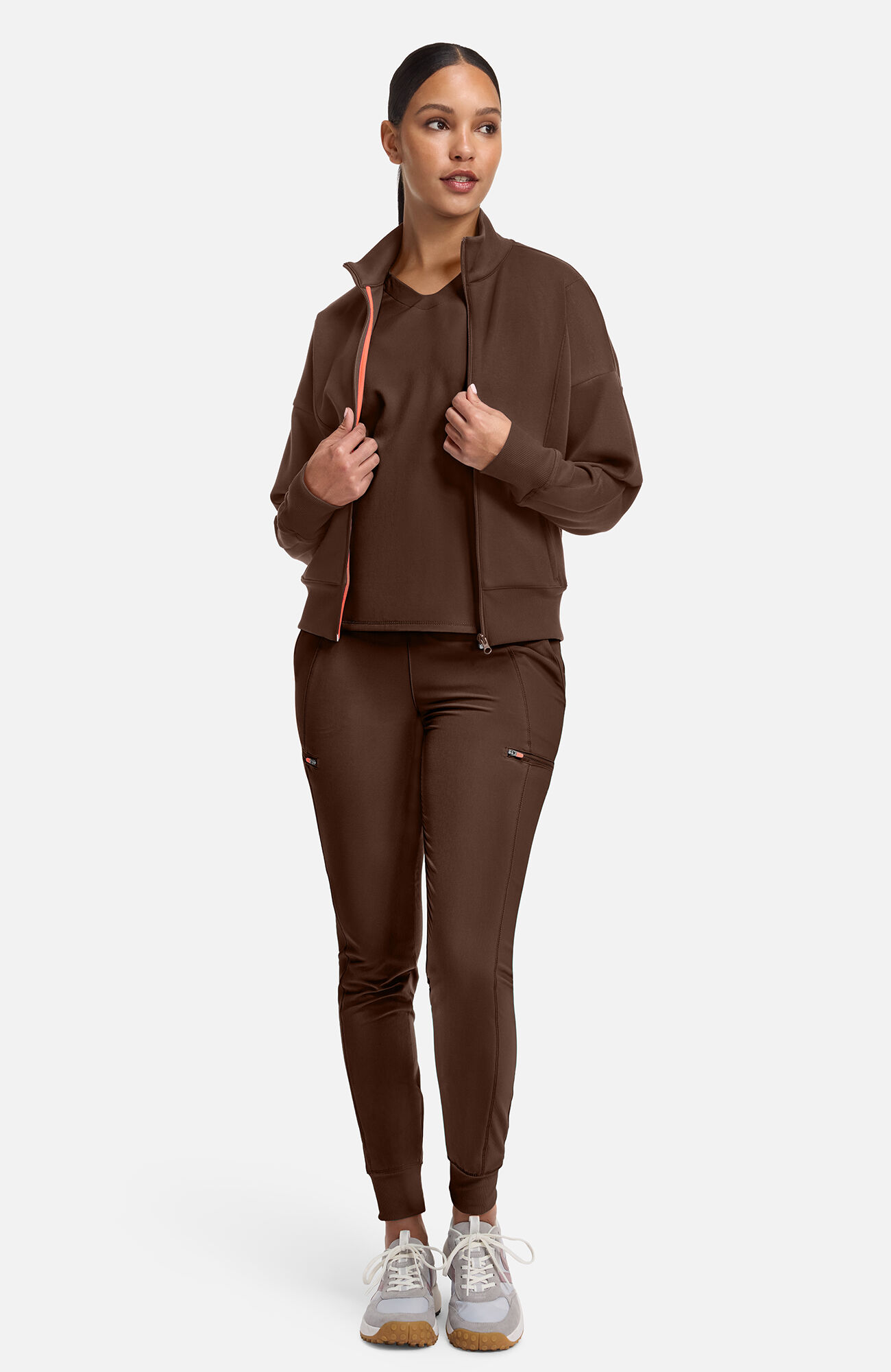 Women's Zip Front Dolman Cropped Scrub Jacket