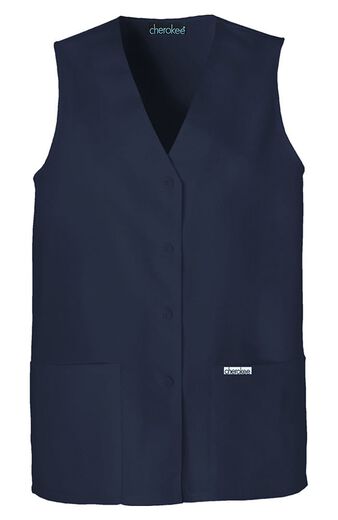 Women's Button Front Solid Scrub Vest