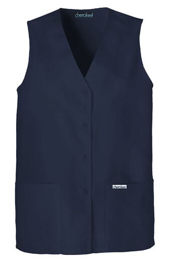 Women's Button Front Solid Scrub Vest