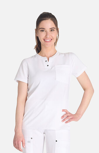 Women's Round Neck Henley Scrub Top Women's Round Neck Henley Scrub Top