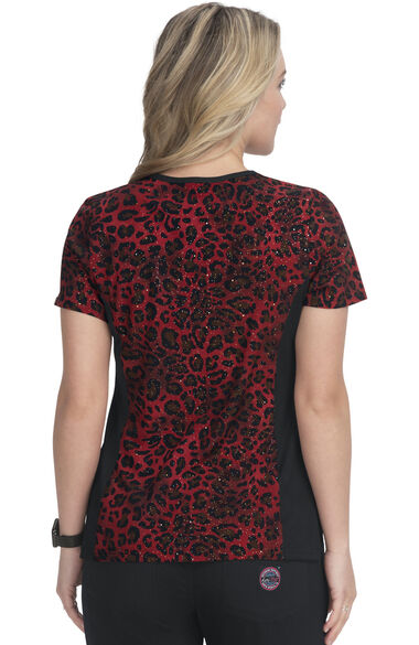 Women's Raquel Holiday Cheetah Print Scrub Top, , large