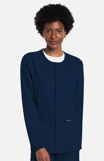 Unisex Snap-Front Crew Neck Scrub Jacket Unisex Snap-Front Crew Neck Scrub Jacket