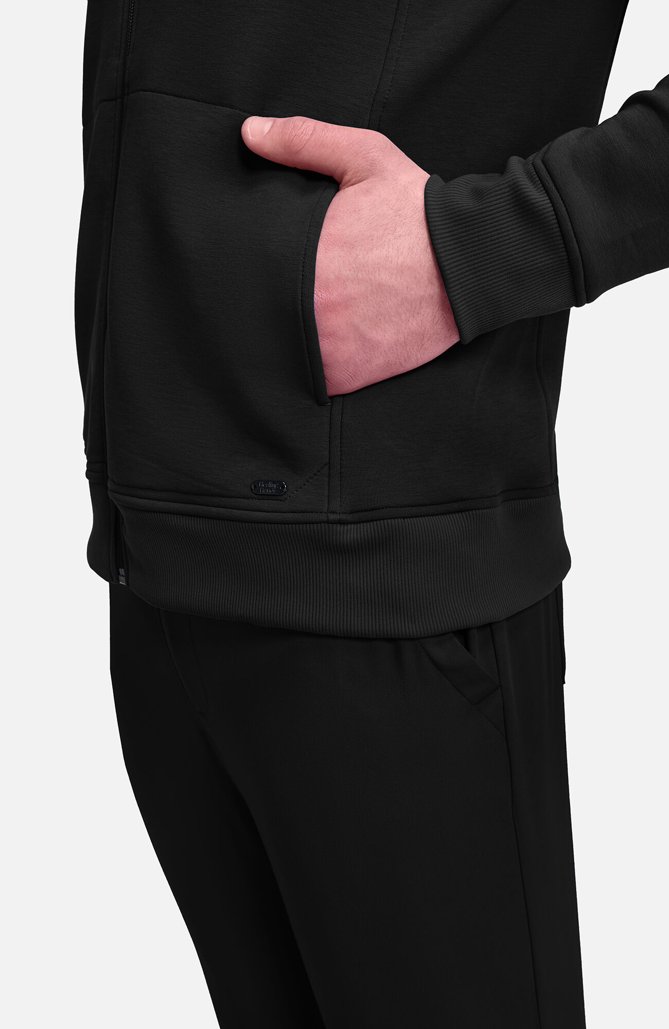 Men's Zip Front Raglan Knit Scrub Jacket, BLA Black | black, large